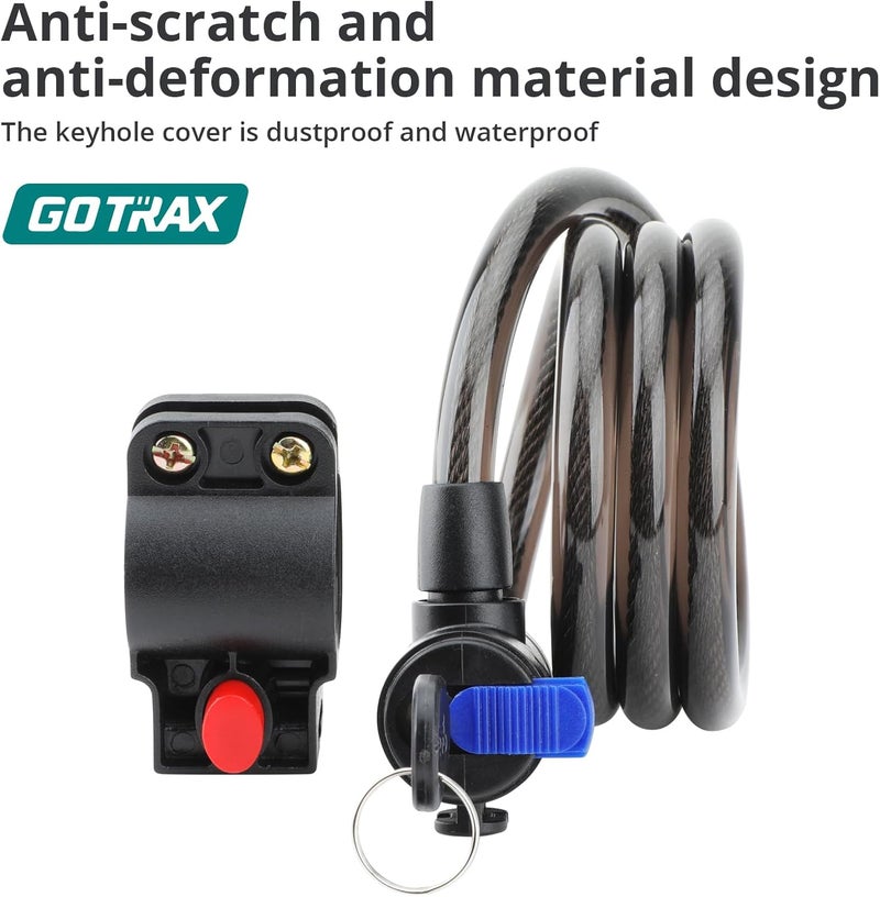 GOTRAX LockGuard Scooter Locks, 4 Feet Bike Locks Cable, Heavy Duty Anti Theft Bicycle Lock with Mounting Bracket and 2 Keys, Cable Lock Suitable for Scooters and Bikes (Key Lock) - Image 4